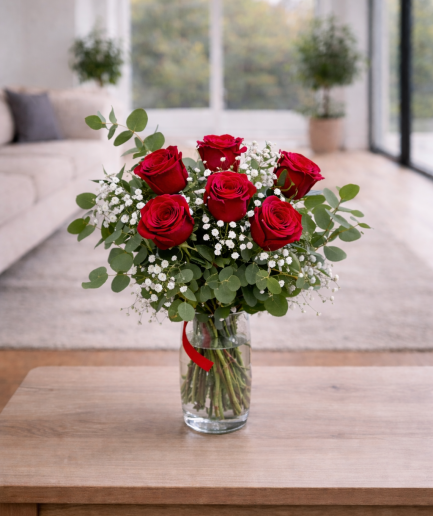 Deseo - 6 Rosas Rojas - Ramo de flores