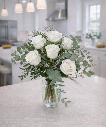 Frescura - 6 Rosas Blancas - Ramo de flores