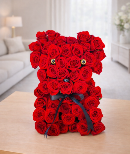 Luxury Roses Bear - Oso con 100 Rosas Rojas