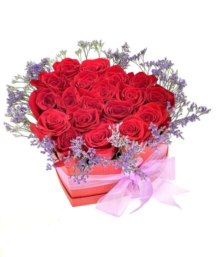 Éxtasis - 19 Rosas rojas en caja de corazón
