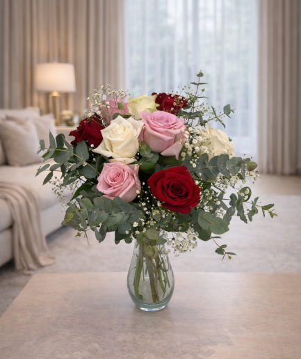 Melodía - Rosas Rojas, Blancas, Rosadas - Ramo de flores