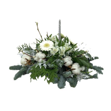 Centro de Navidad con flores blancas