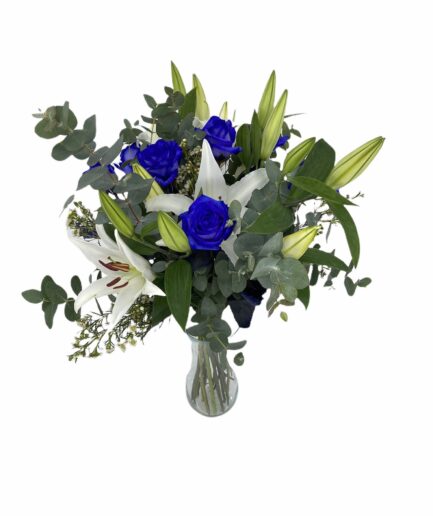 Celestial - Lilium blanco y Rosas azules