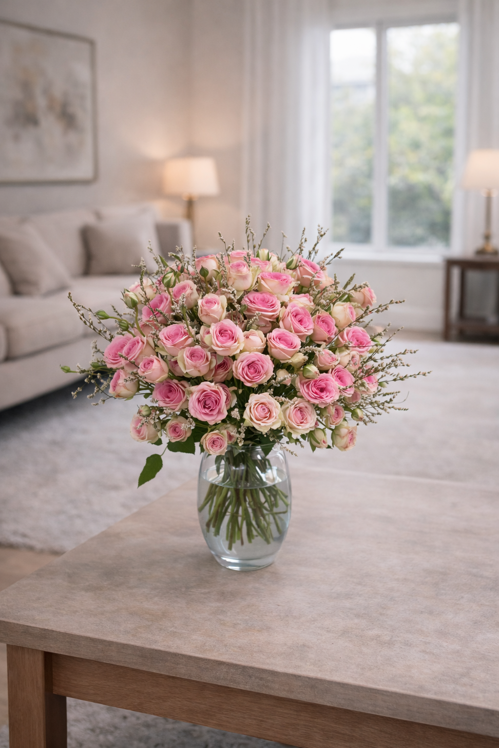 Spray Pink Roses - 10 tallos de rosas rosadas