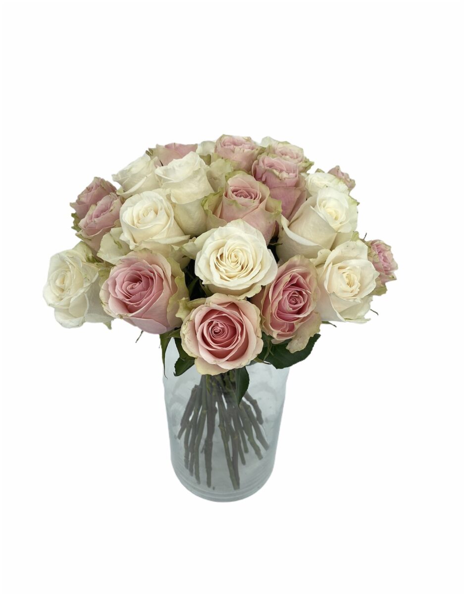 Seda - Ramo 12 Rosas blancas y rosadas
