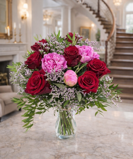 Cumplido - Ramo peonias y rosas