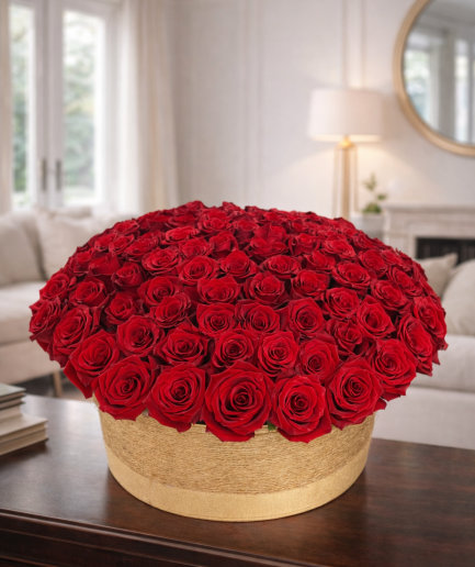 Escarlata - Caja de 100 Rosas Rojas